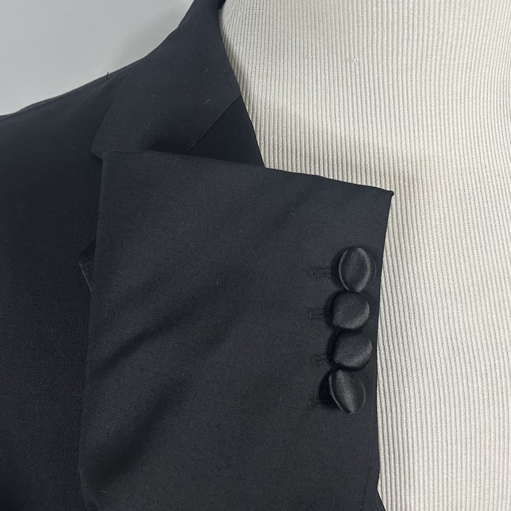 Stafford 58R Big & Tall Tuxedo Jacket 100% Wool Black One Button Double Vented - Picture 5 of 8